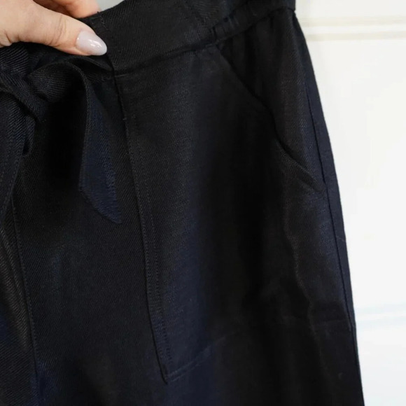 Coldwater Creek Belted Pants Womens M‎ 10 Wide Leg Natural Fit Linen Blend Black - Picture 3 of 10